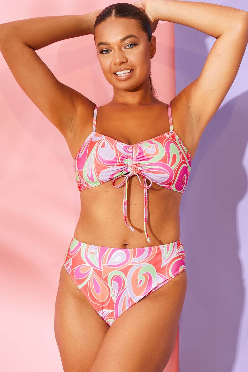 Abstract Print Bikini Top - InTheStyle